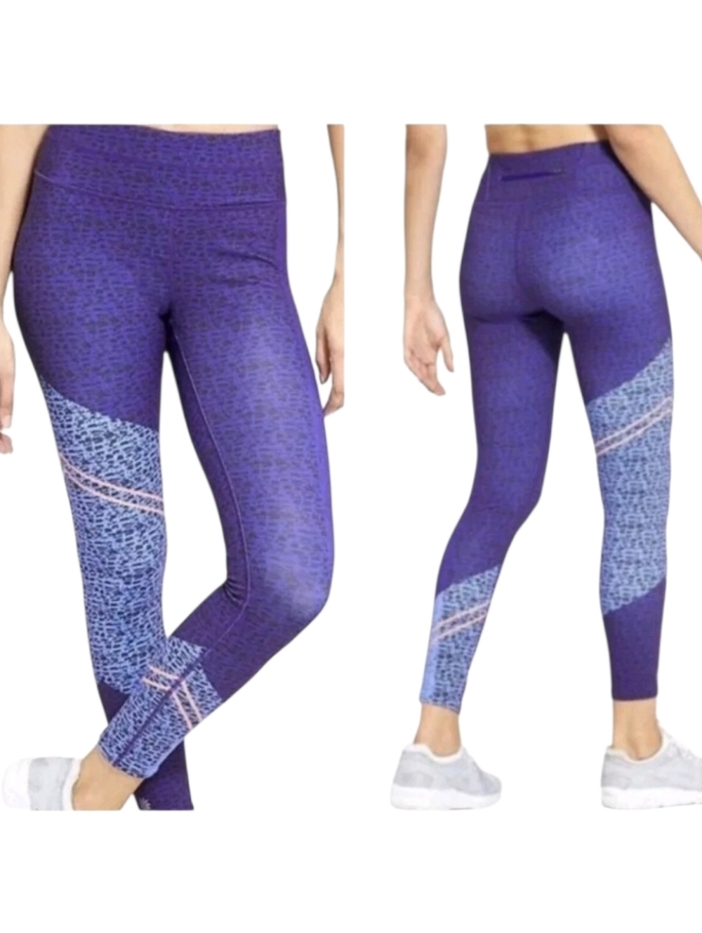 ATHLETA Asym Camo Purple 7/8 Yoga Leggings M Running Athletic - Picture 3 of 16